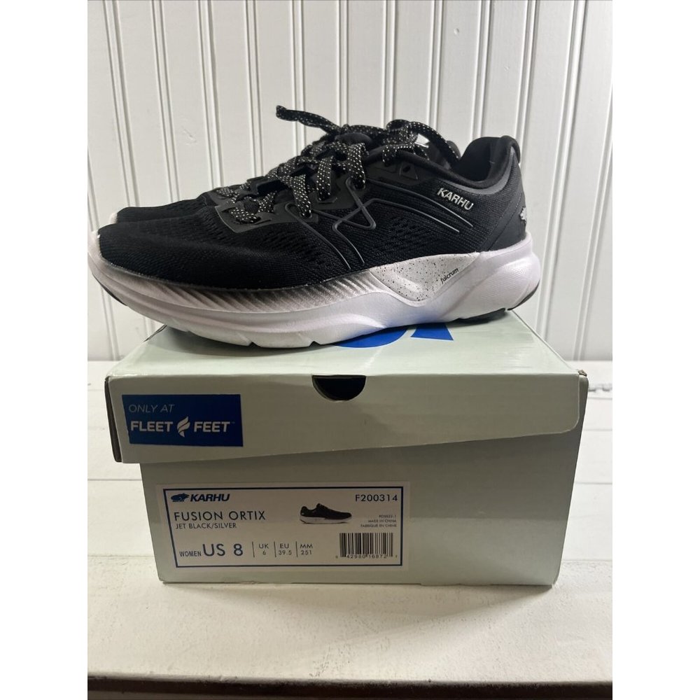 Karhu Fusion 3.0 Ortix Womens Black White Cushioned Running Shoes Size 8 F200314